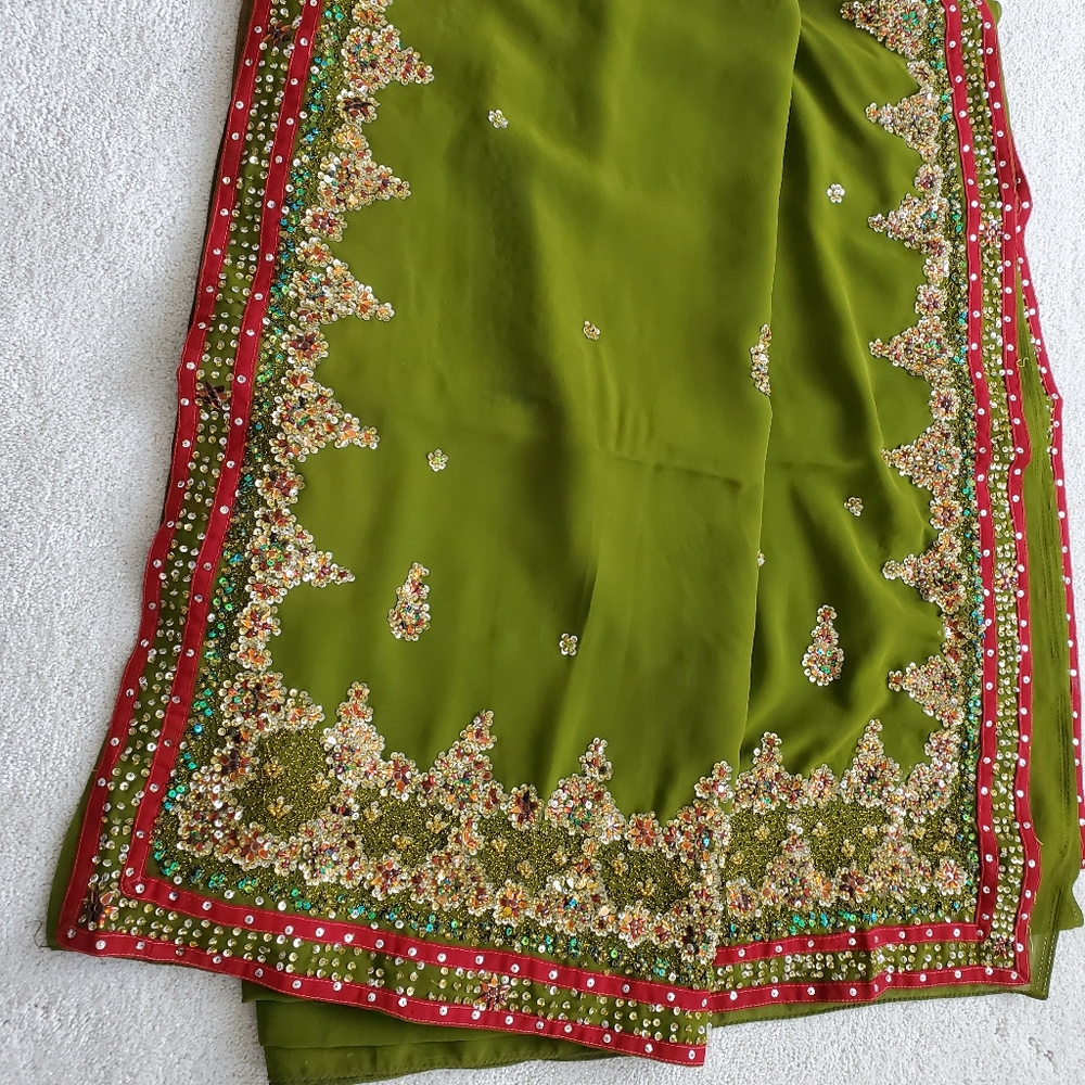 Henna green saree